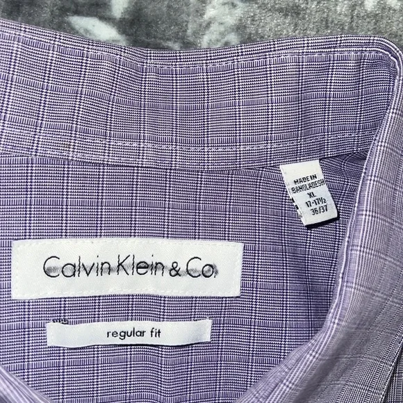 💥💥Calvin Klein XL Purple Gingham Dress Shirt - Picture 7 of 10